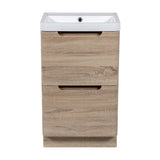 Monza 600 floor standing 2 drawer vanity unit and basin country oak