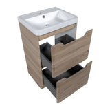 Monza 600 floor standing 2 drawer vanity unit and basin country oak