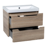 Monza 600mm 2 door wall hung vanity unit and basin Country oak