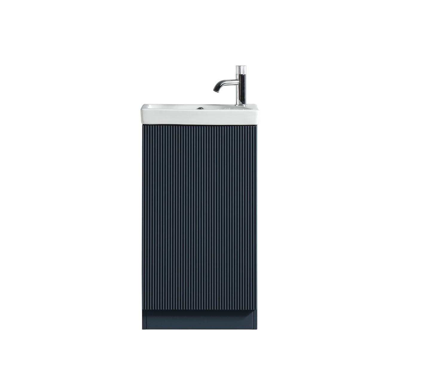 Flauto Mini cloakroom vanity unit in midnight shadow with ceramic basin