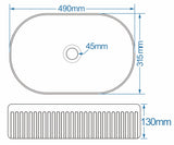 Flauto fluted oval counter top basin 490mm