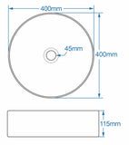 Orca round counter top basin in black 400mm