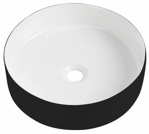 Orca round counter top basin in black 400mm