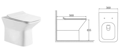 Tailored square plumb essential Rimless Back to wall pan