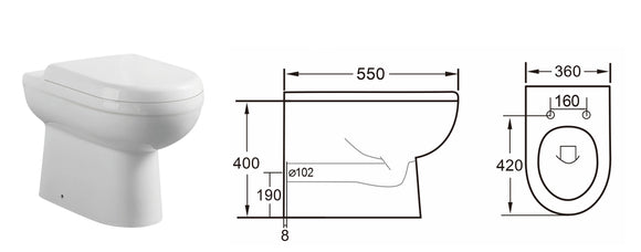 Tailored round plumb essential Back to wall pan