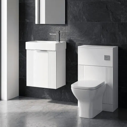 nuie Deco 400mm Satin White Wall Hung Cloakroom Suite