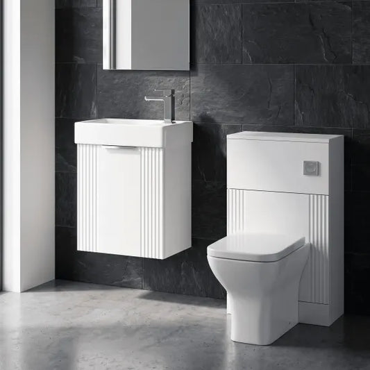 nuie Deco 400mm Satin White Wall Hung Cloakroom Suite