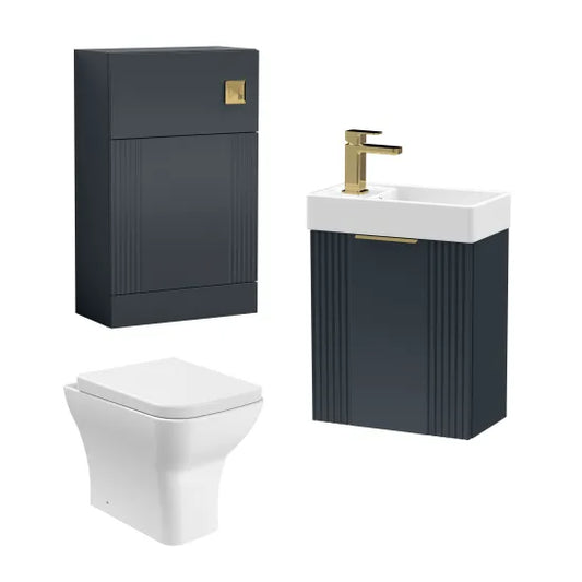 nuie Deco 400mm Soft Black Wall Hung Cloakroom Suite