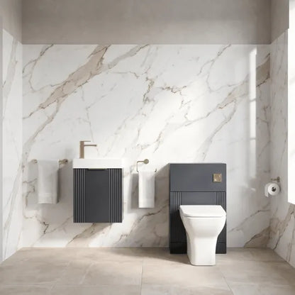 nuie Deco 400mm Soft Black Wall Hung Cloakroom Suite