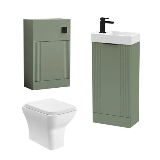 nuie Deco 400mm Satin Green Floor Standing Cloakroom Suite
