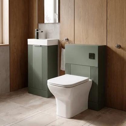 nuie Deco 400mm Satin Green Floor Standing Cloakroom Suite