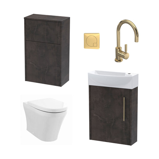 Hudson Reed Juno 440mm Metallic Slate Left Hand Wall Hung Cloakroom Suite With Cistern