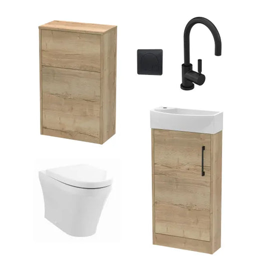 Hudson Reed Juno 440mm Autumn Oak Right Hand Floor Standing Cloakroom Suite