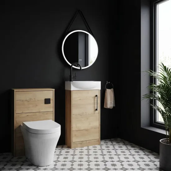 Hudson Reed Juno 440mm Autumn Oak Right Hand Floor Standing Cloakroom Suite