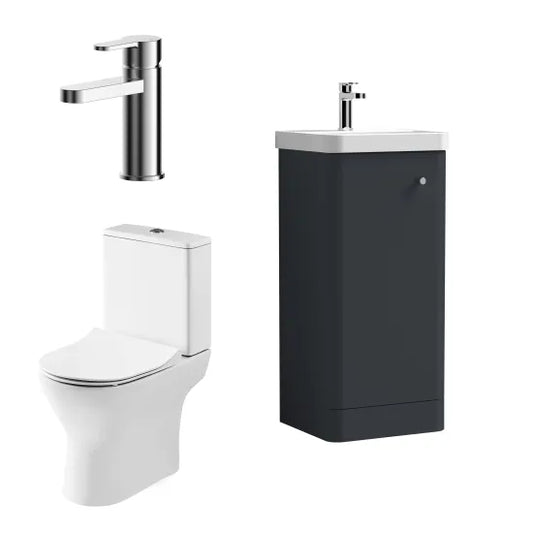 nuie Core 400mm Soft Black Floor Standing Cloakroom Suite
