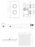 Chrome Square dual concealed shower valve 1 outlet complete set TIS0008