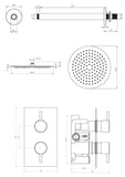 Chrome Round dual concealed shower valve 1 outlet complete set TIS0009C