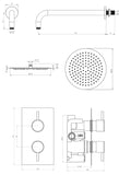 Chrome Round dual concealed shower valve 1 outlet complete set TIS0009