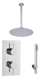 Chrome Round dual concealed shower valve 2 outlet complete set TIS0011C