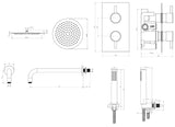 Chrome Round dual concealed shower valve 2 outlet complete set TIS0011