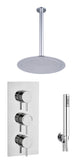 Chrome Round Triple concealed shower valve 2 outlet complete set TIS0013C