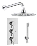 Chrome Round Triple concealed shower valve 2 outlet complete set TIS0013