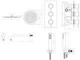 Chrome Round Triple concealed shower valve 2 outlet complete set TIS0013