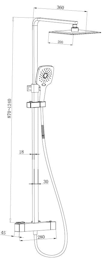Menai thermostatic Black Square dual premium shower TIS0130