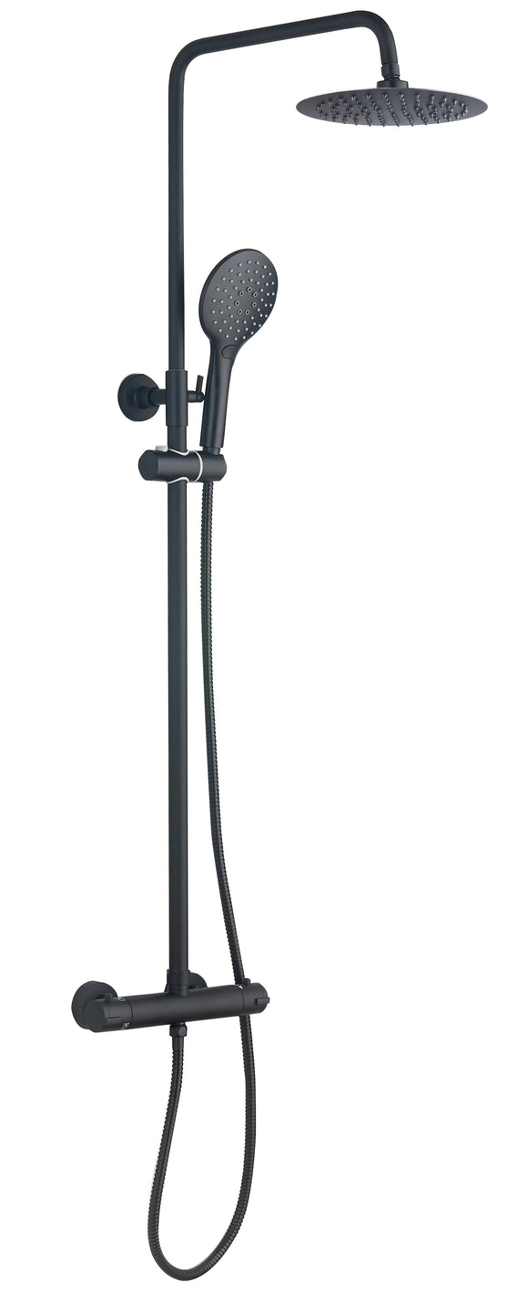 Menai thermostatic Black round dual premium shower TIS0131