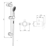 Conwy concentric dual control exposed shower valve in chrome TIS0162