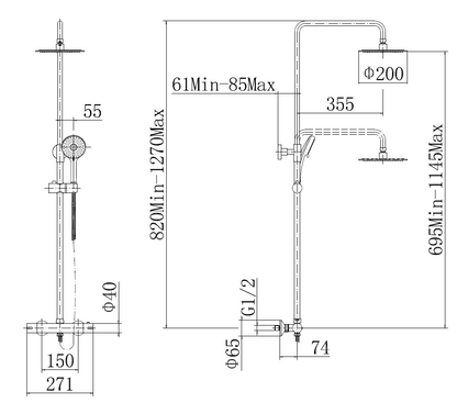 Plumb essential dual exposed chrome shower round TIS0173