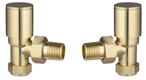 Tailored Brushed brass round Angled radiator valves TIS0225