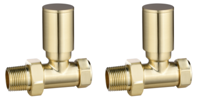 Tailored Brushed brass round Straight radiator valves TIS0226