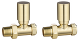 Tailored Brushed brass round Straight radiator valves TIS0226