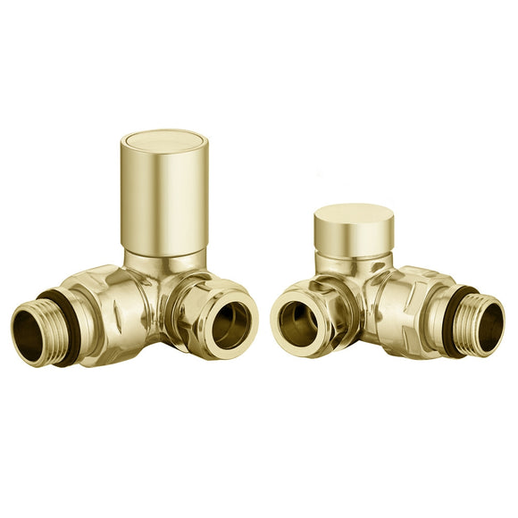 Tailored Brushed brass round corner radiator valve TIS0227