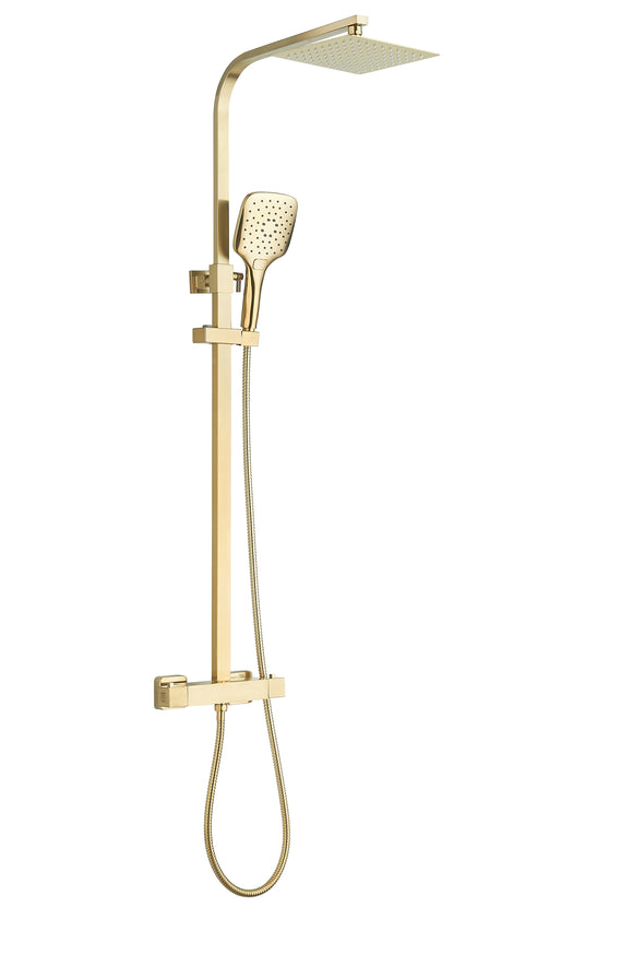 NEW Menai thermostatic Brushed brass Square dual premium shower TIS0270