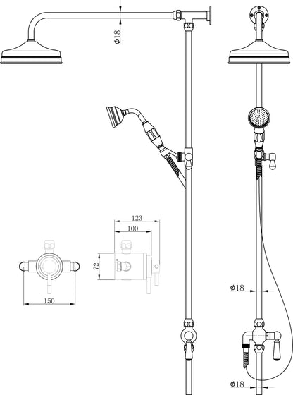 Beaumaris exposed dual shower in Brushed brass TIS0287