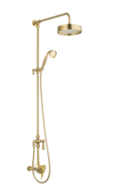 Beaumaris exposed dual shower in Brushed brass TIS0287
