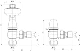 Caerleon angled wooden head TRV radiator valve Chrome