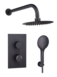 NEW Black Round dual concealed shower valve 2 outlet complete set TIS0347