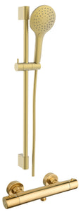 The Round thermostatic ball valve shower complete in brushed brass TIS0351