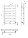 Sanson Brushed brass 800x500mm towel radiator