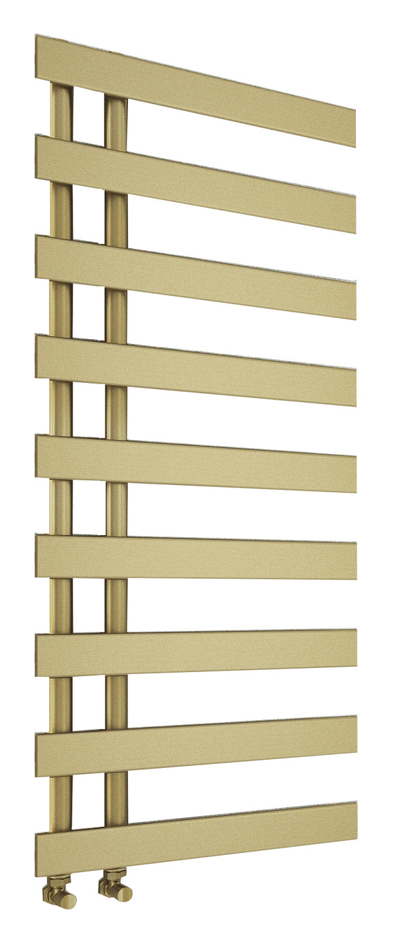 Milton Designer offset towel radiator 1156x500mm Brushed brass