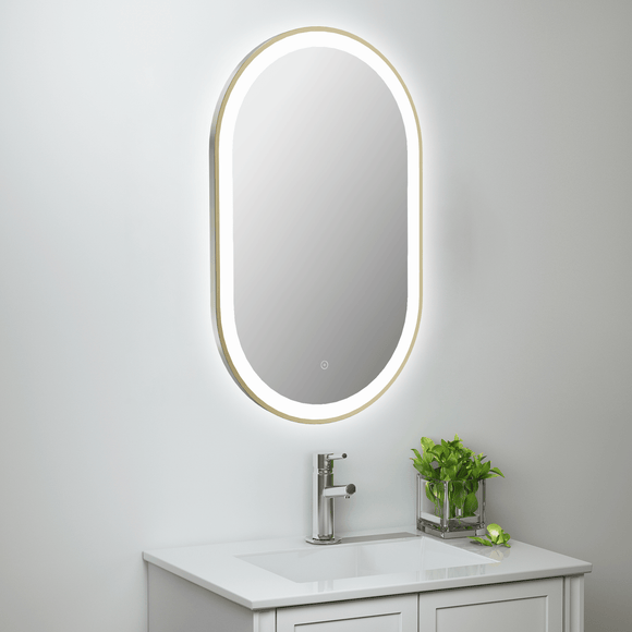 Tailored Martha Brushed brass LED oval mirror TIS3068