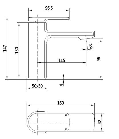 Tailored Wrexham basin mixer tap with free waste TIS5129