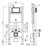 Concealed cistern and frame for wall hung pan with Black plate