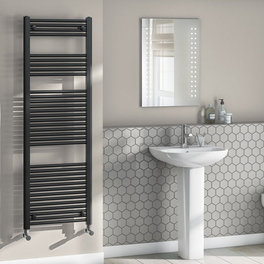 Arley LoCo Matt Black straight towel rail radiator select from 27 sizes