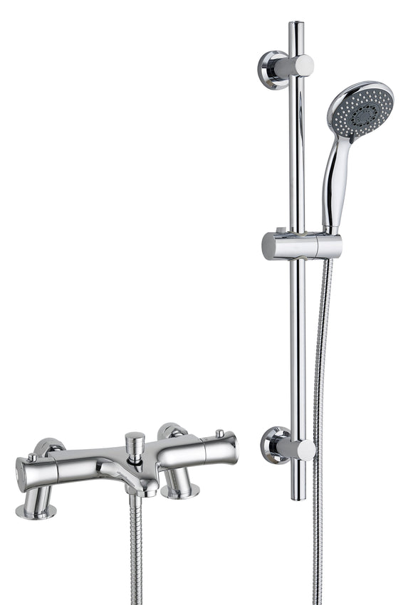 PLUMBERS ESSENTIAL THERMOSTATIC BATH SHOWER MIXER AND RISER RAIL