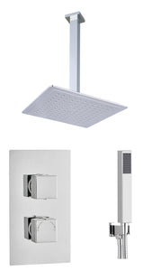 SQUARE CONCEALED SHOWER KIT 2 OUTLET WITH CEILING MOUNTED SHOWER HEAD AND HANDSET