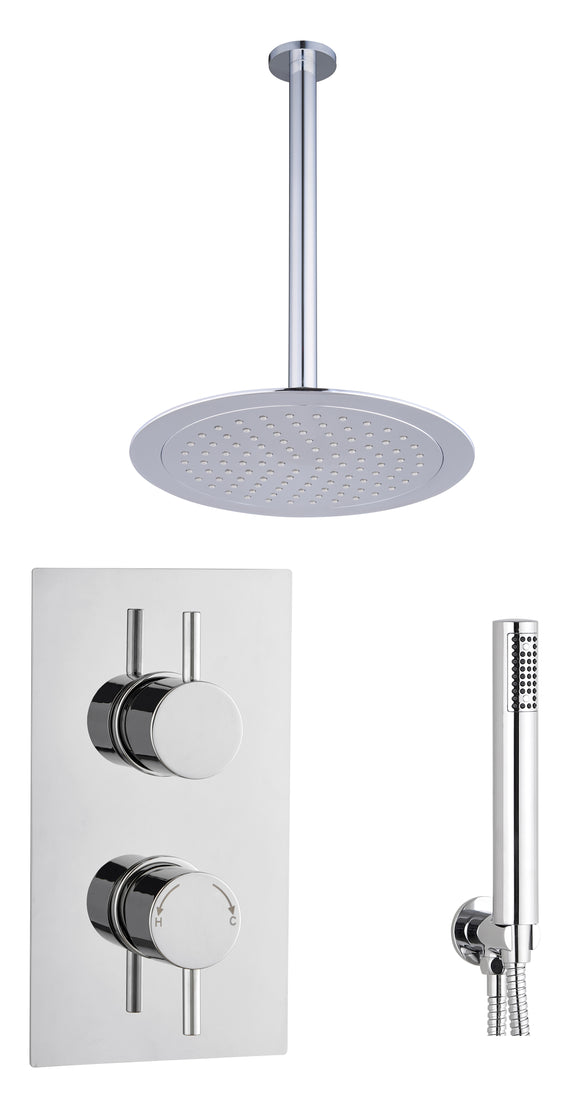 ROUND CONCEALED SHOWER KIT 2 OUTLET WITH CEILING MOUNTED SHOWER HEAD  AND HANDSET